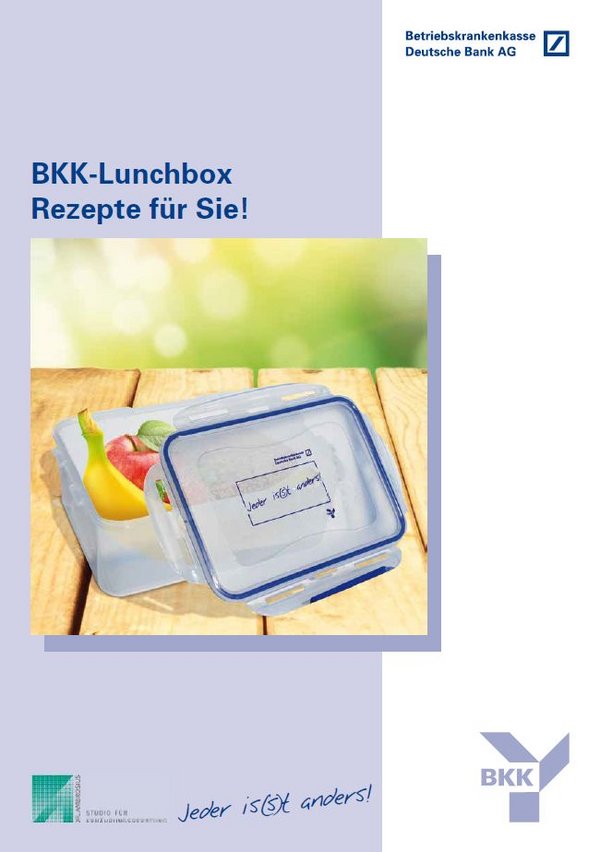 Broschüre mit dem Titel: BKK-Lunchbox Rezepte für Sie!