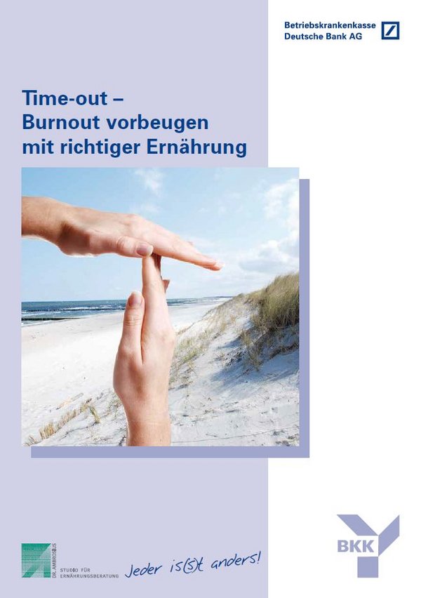 Broschüre Time-out - Burnout vorbeugen mit richtiger Ernährung Cover: Strand/Hände